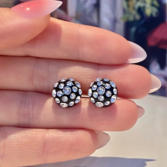 Swarovski Crystal Embellished Acrylic Stud Earrings for Women - Picture 3 of 11